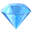 Blue diamond-shaped gemstone on a white background