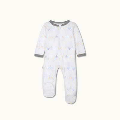 sleep wear pajama in chevron raindrops front view showing signature foot gripper