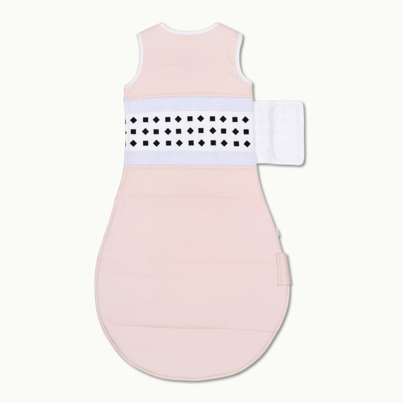 nanit blush pink breathing wear sleeping bag showing back side with velcro off
