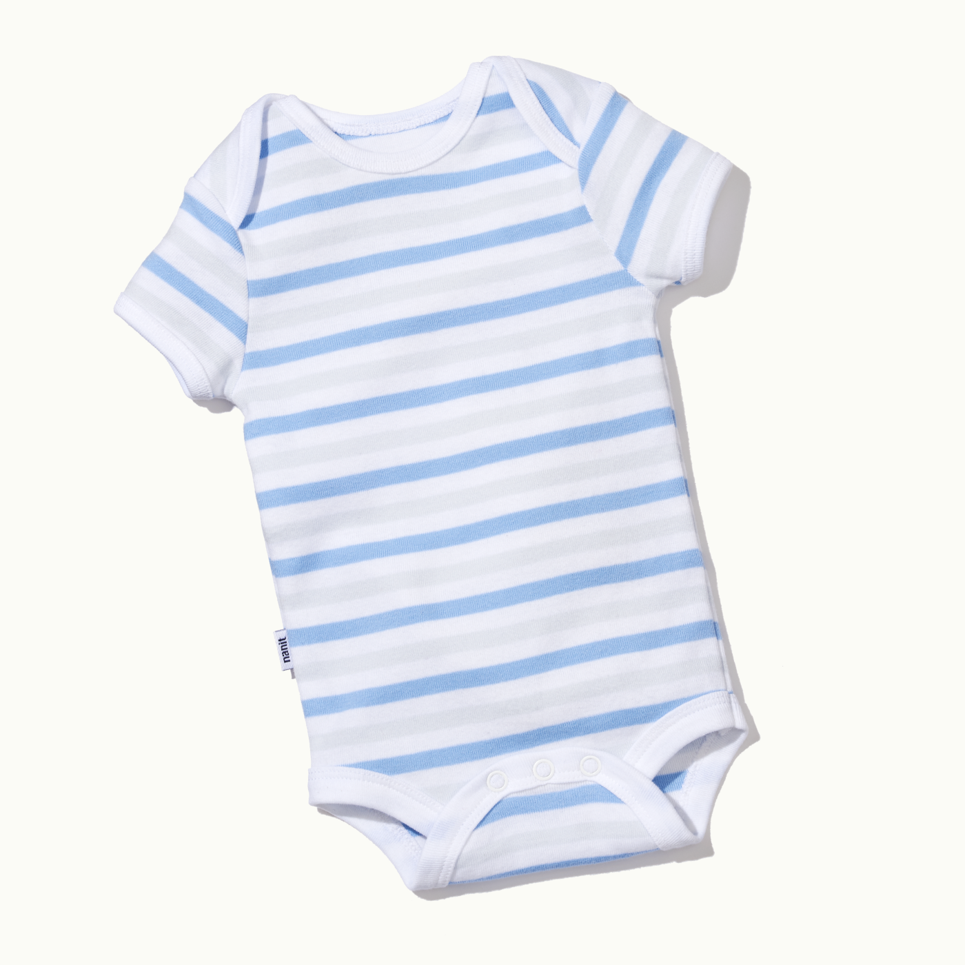front view of short sleeve bodysuit in cornflower blue stripe #color_cornflower blue stripe
