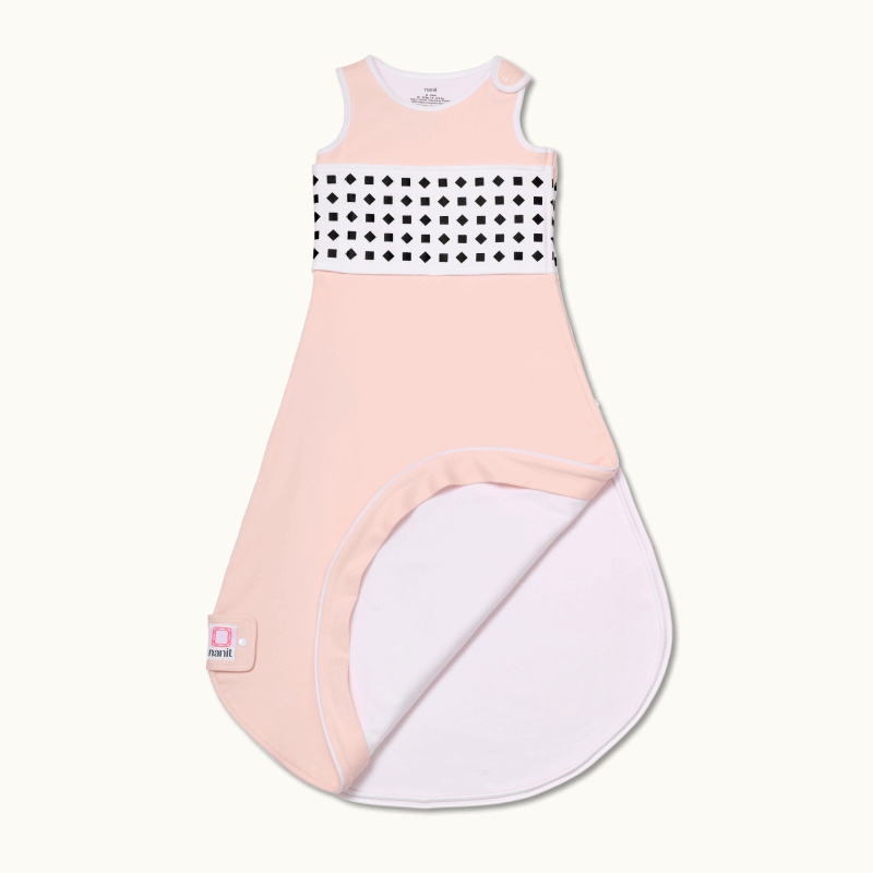 nanit blush pink breathing wear sleeping bag front view and showing inside #color_blush pink