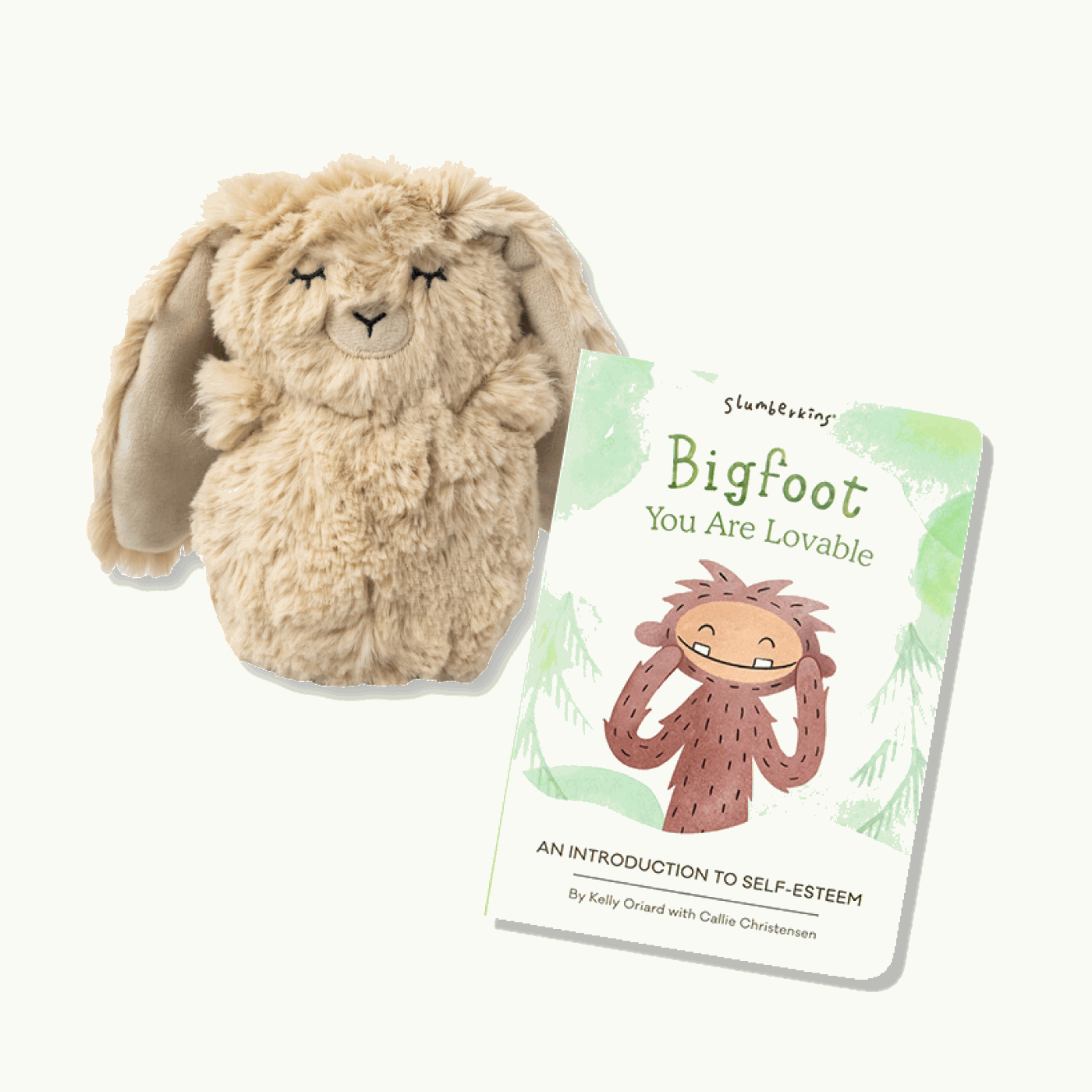 Slumberkins Self Esteem Bundle: Tan Bunny Mini & Bigfoot Intro Book Bundle