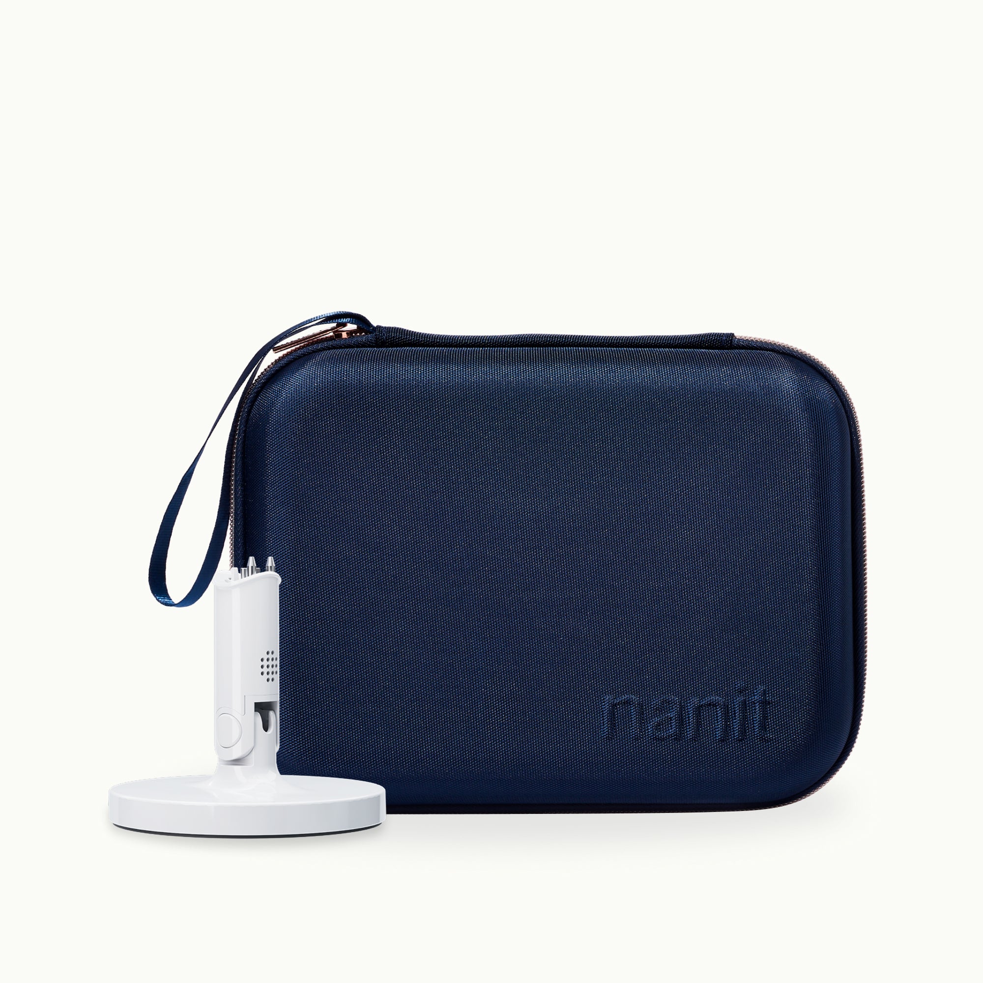 nanit flex stand and nanit blue travel case #color_blue