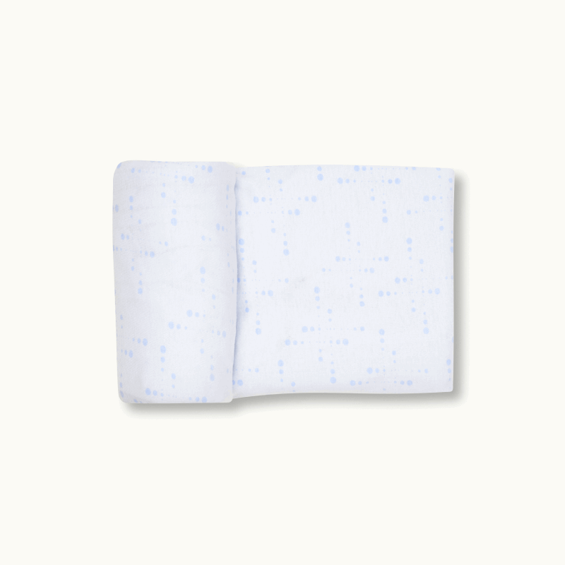Nanit Knit Crib Sheet - Powder Blue Sunburst Crib Sheet rolled #color_powder blue sunburst
