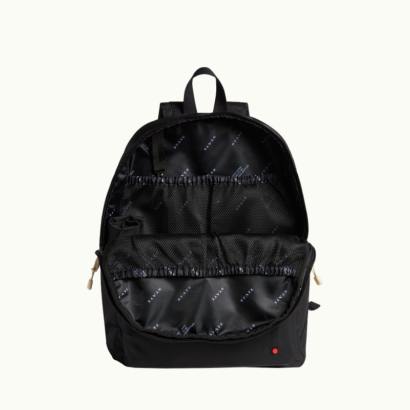 state lorimer diaper bag in olive opened where inside is black