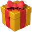 Red gift box with a yellow ribbon on a white background