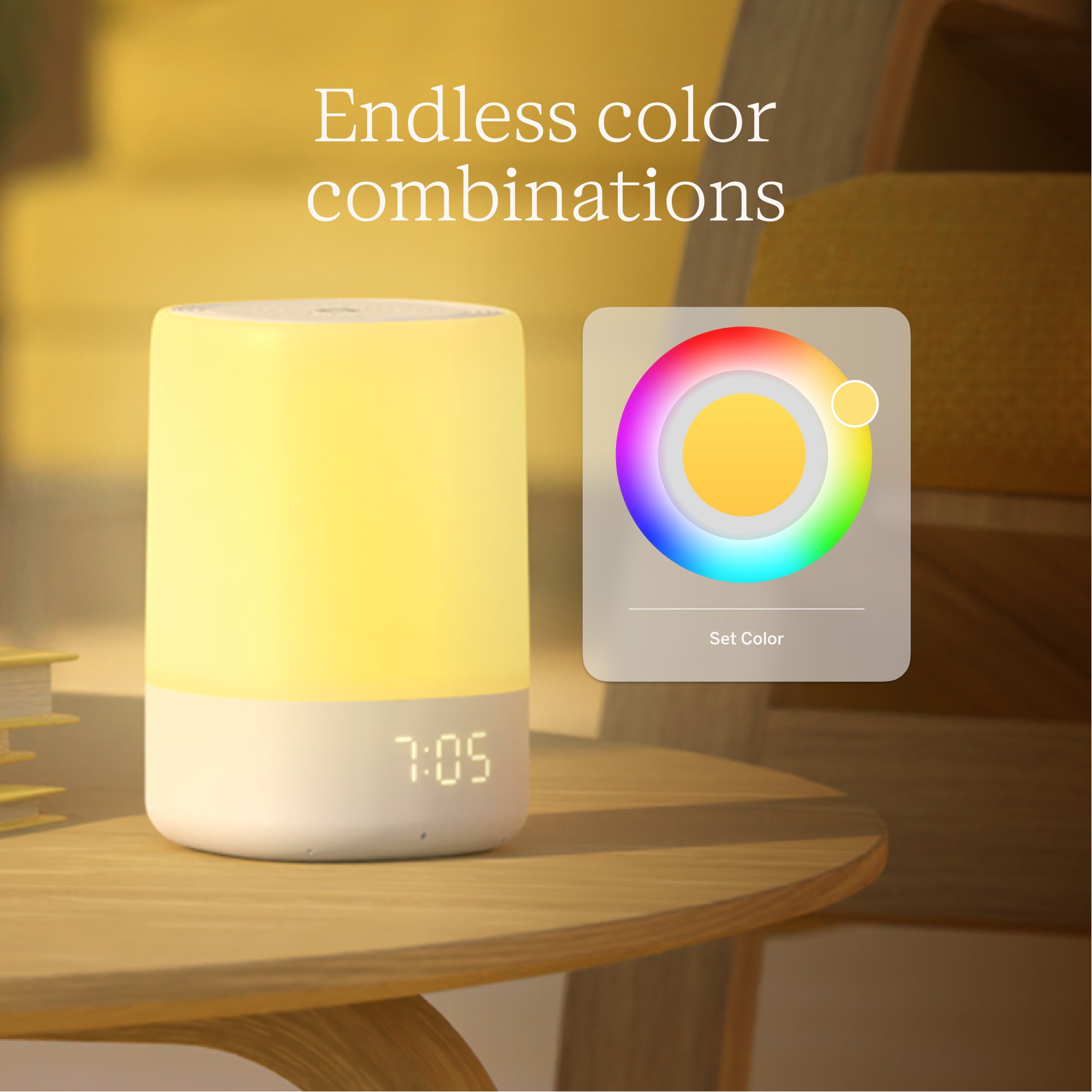 Endless color combinations with showing different color selection for Glo Sound Machine