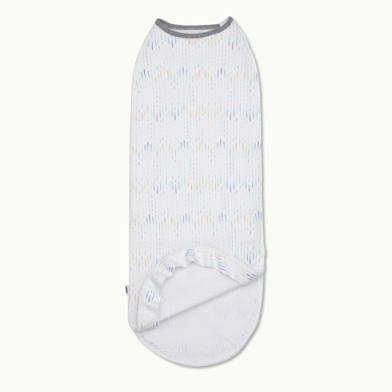 nanit sleeping wear swaddle in chevron raindrops and showing inside #color_chevron raindrops