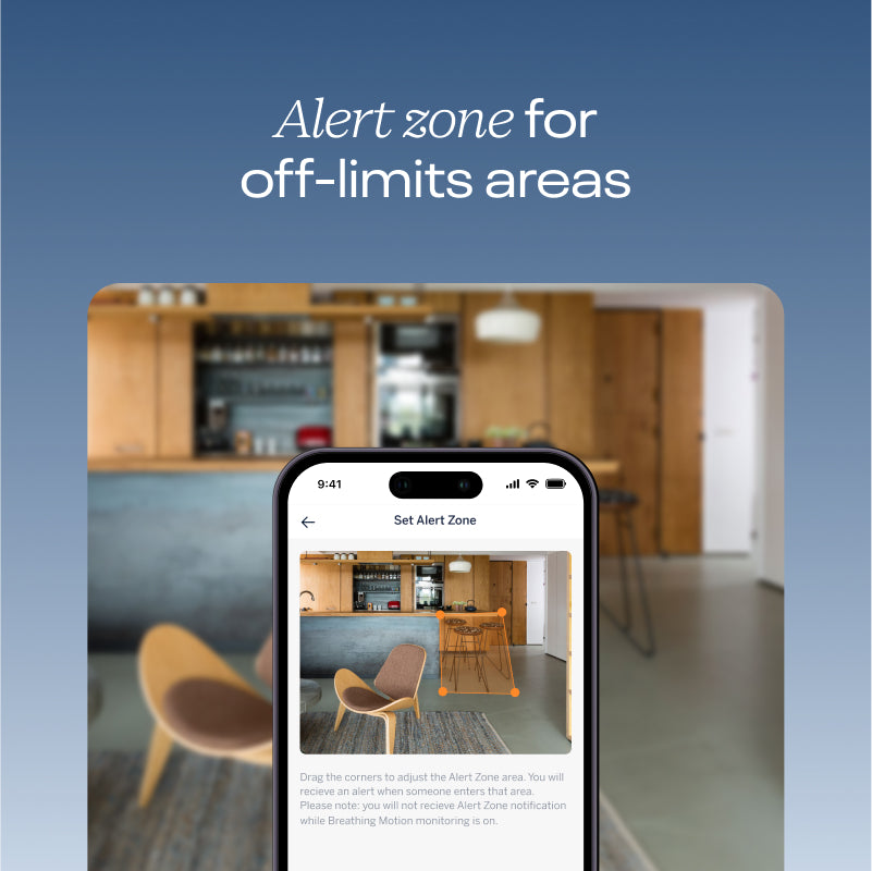 nanit app showing alert zone - alert zone for off-limits areas