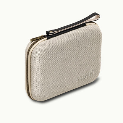 angled view for nanit travel case in two tone canvas 