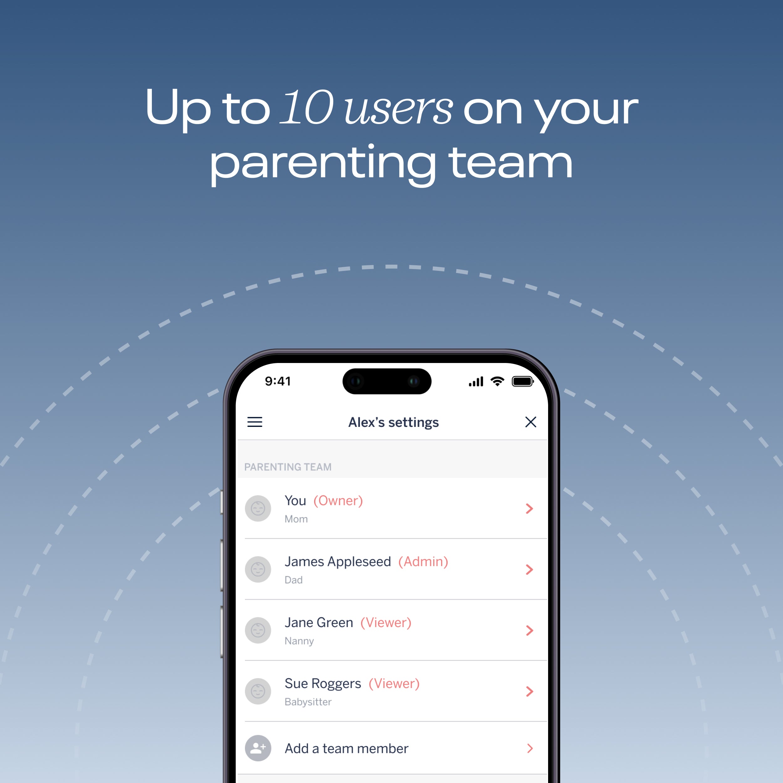 up to 10 users on your parenting team #insights_memories