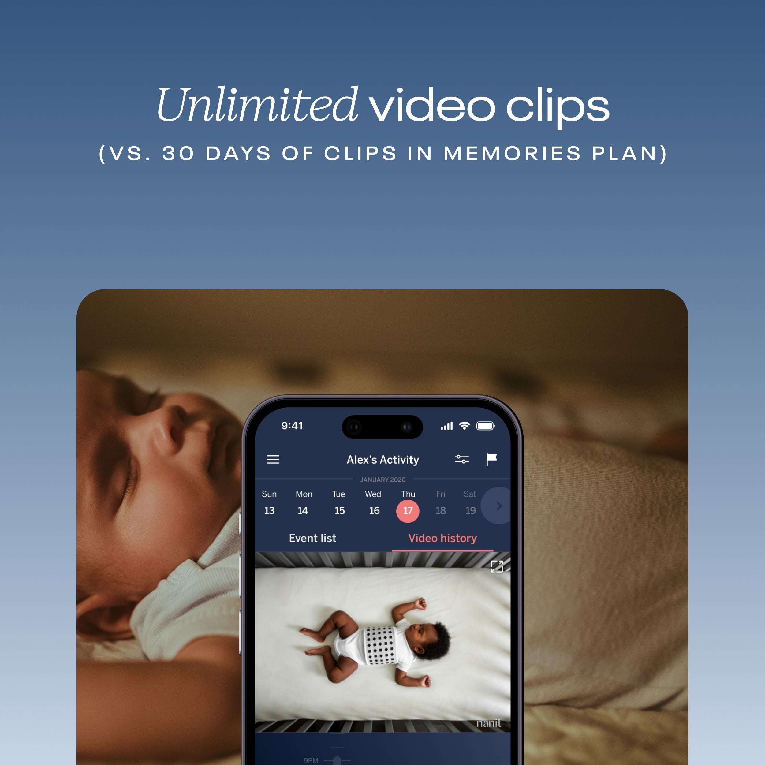 unlimited video clips (vs. 30 days of clips in memories plan) #insights_milestones