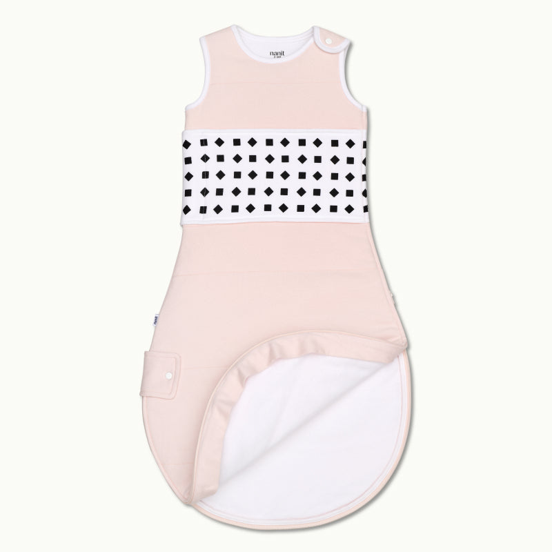 nanit blush pink breathing wear quilted sleeping bag front view and showing inside #color_blush pink