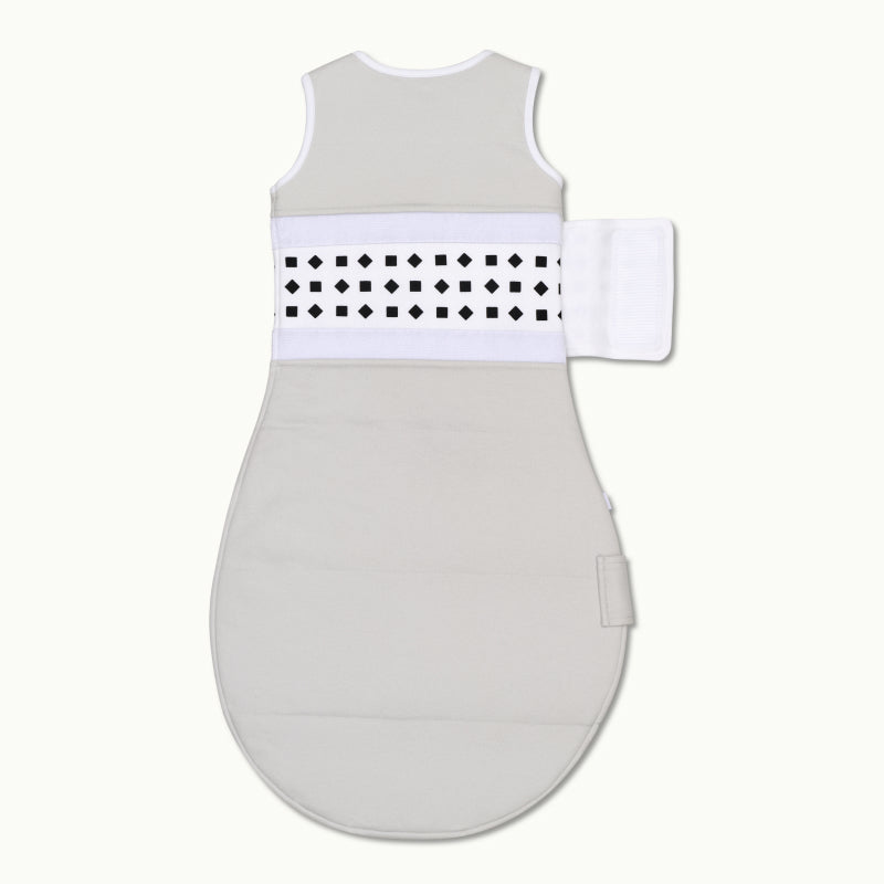 nanit heather gray breathing wear sleeping bag showing back side with velcro off #color_pebble gray