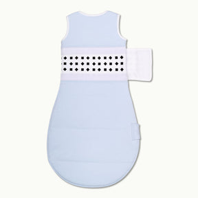 nanit powder blue breathing wear sleeping bag showing back side with velcro off #color_powder blue