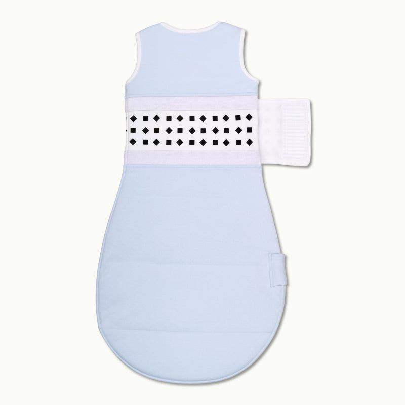 nanit powder blue breathing wear sleeping bag showing back side with velcro off #color_powder blue