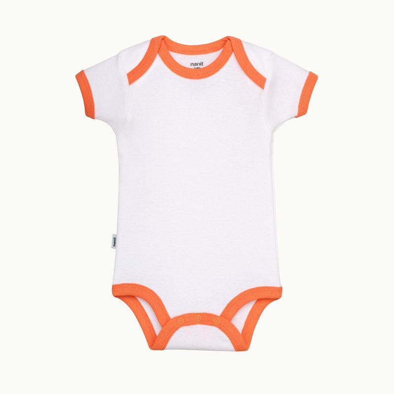 front view of short sleeve bodysuit in cantaloupe #color_cantaloupe
