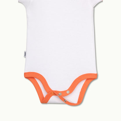 zoomed in on bottom - nickel-free snaps at crotch for diaper changes on short sleeve bodysuit cantaloupe 