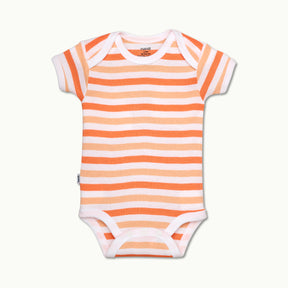 front view of short sleeve bodysuit in cantaloupe stripe #color_cantaloupe stripe