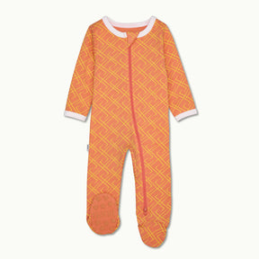 sleep wear pajama in go between front view showing signature foot gripper #color_go between