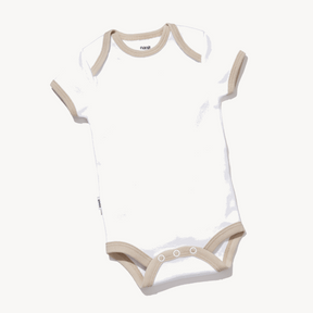 front view of short sleeve bodysuit in white #color_white