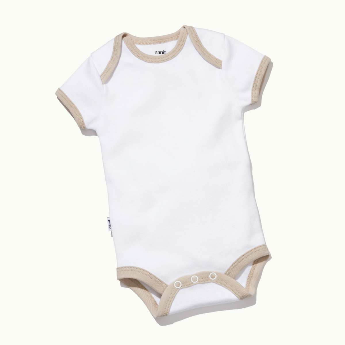 front view of short sleeve bodysuit in white #color_white