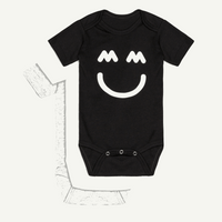 Miles & Milan Big Smile Bodysuit 3-Pack Set in Black, White, and Gray