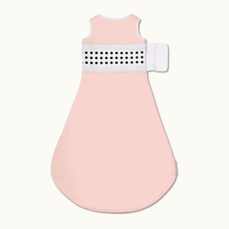 nanit blush pink breathing wear sleeping bag showing back side with velcro off #color_blush pink