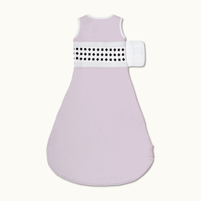 nanit lilac breathing wear sleeping bag showing back side with velcro off #color_lilac