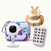 nanit pro camera + flex stand, purple floral travel case, breathing band, and honey bee mini #style_honey bee