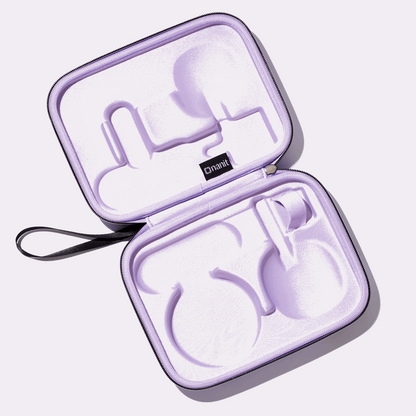 inside purple floral travel case 