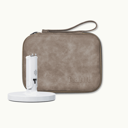 nanit flex stand and nanit greige travel case 