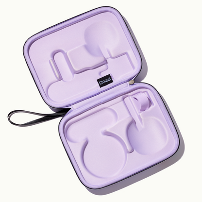 inside purple floral travel case 