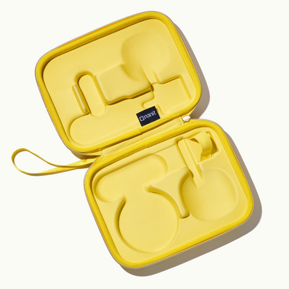 inside yellow travel case  
