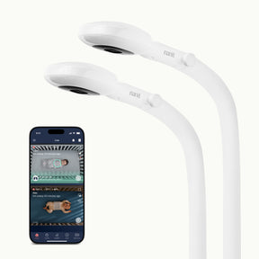 two nanit pro camera + floor stand showing nanit app on split screen view #mount_floor stand