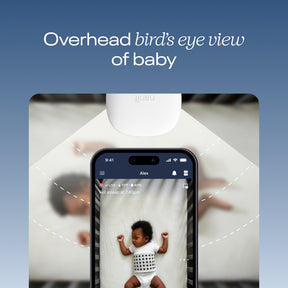 overhead bird's eye view of baby - nanit app showing view of baby in crib from above