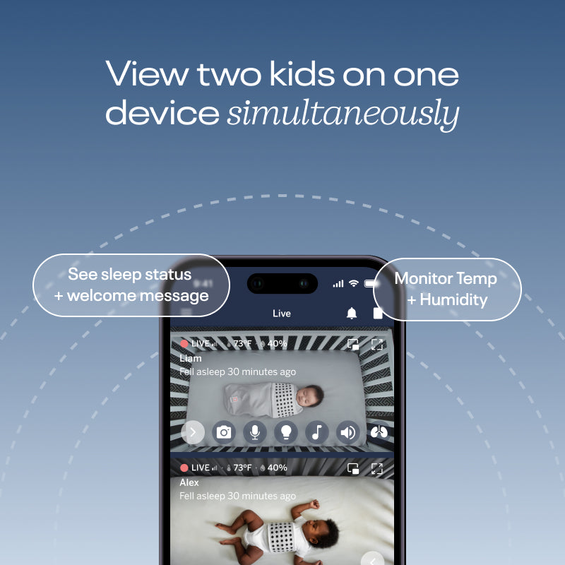 view two kids on one device simultaneously - showing split screen on nanit app
