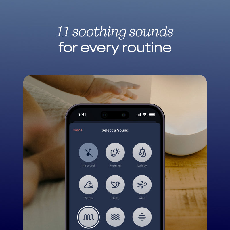 circadian rhythm 2.0 - 11 soothing settings to choose from - showing screenshot of selecting sound on Sound + Light app