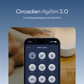 circadian rhythm 2.0 - 11 soothing settings to choose from - showing screenshot of selecting sound on Sound + Light app