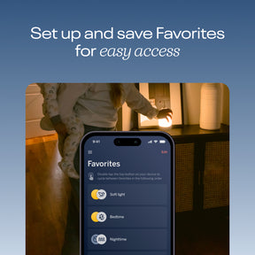 set up and save Favorites for easy access - showing favorites screen on sound + light app