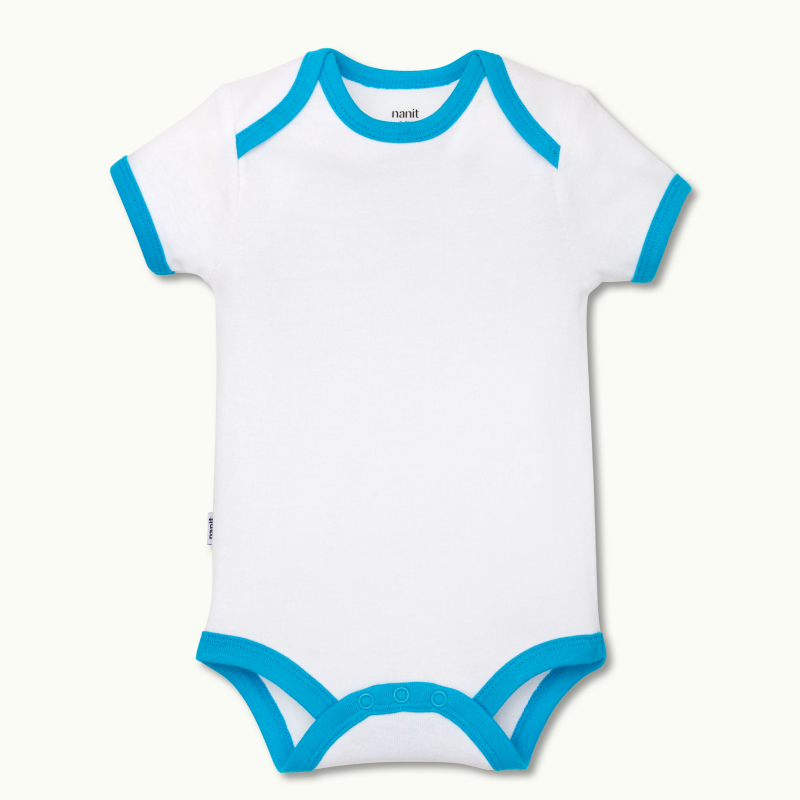 front view of short sleeve bodysuit in tropical blue #color_tropical blue