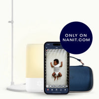 floor stand, nanit sound + light, nanit app, sound + light travel case in blue oxford #color_blue oxford