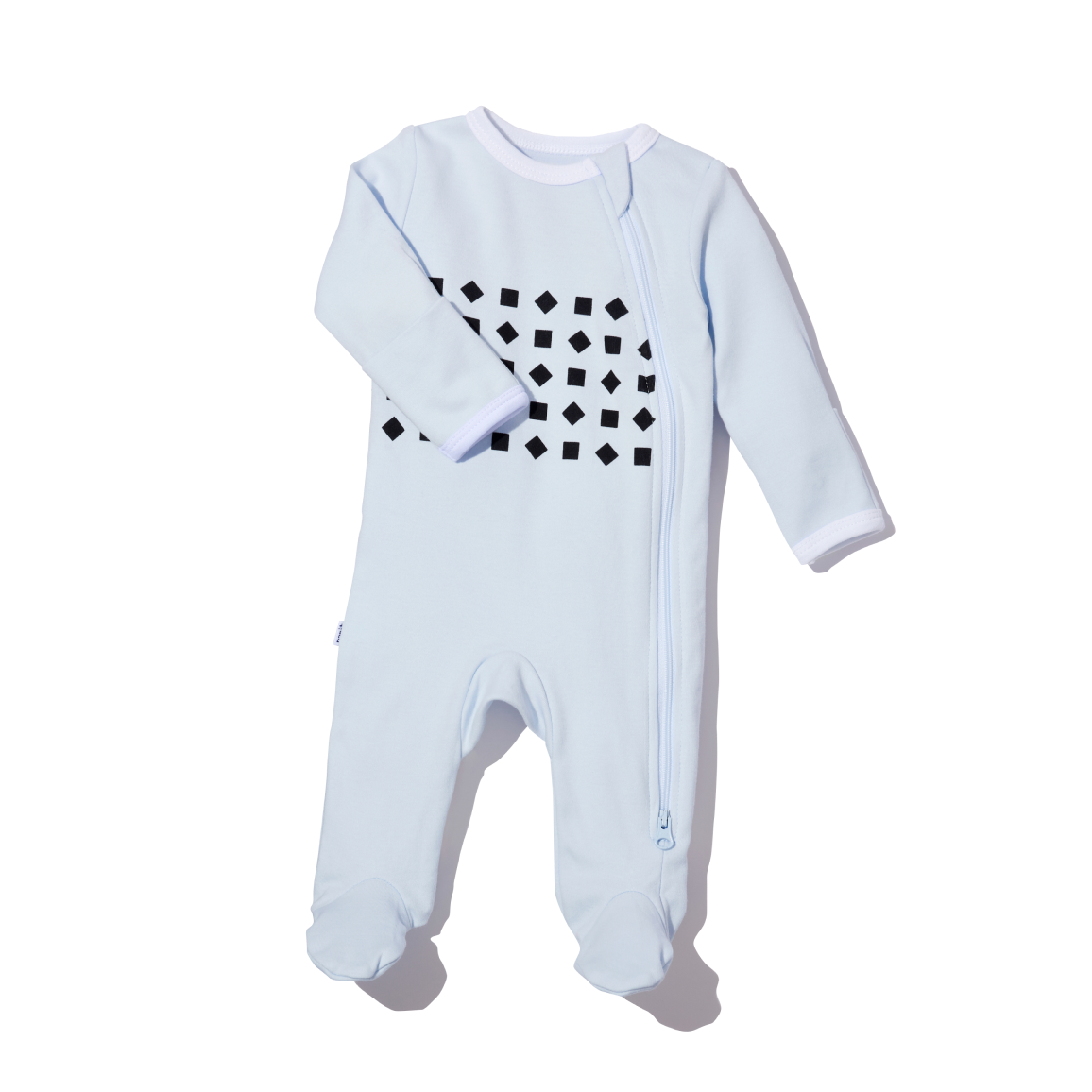 right arm sleeve folded and pajama showing in blue #color_powder blue