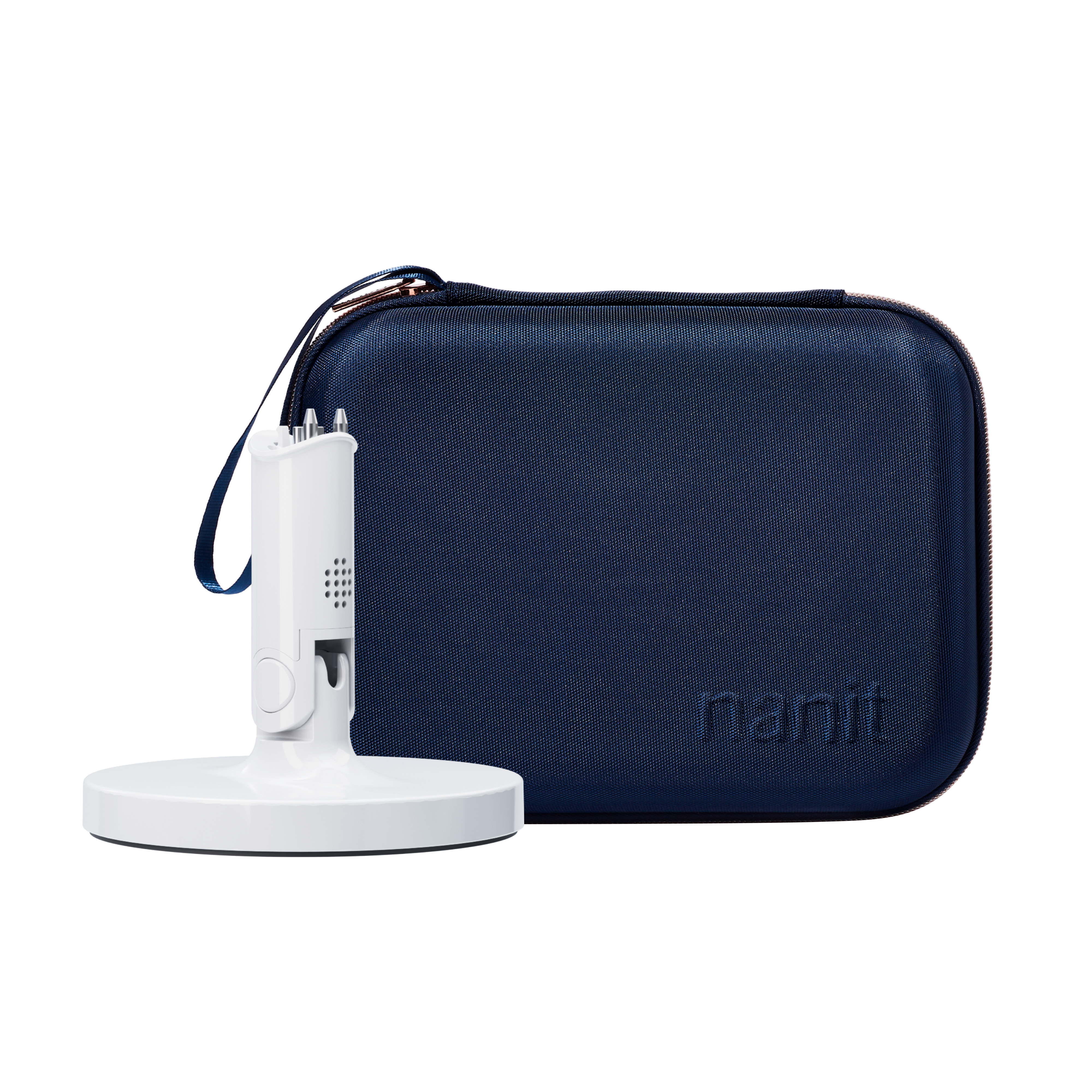 nanit flex stand and nanit blue travel case #color_blue
