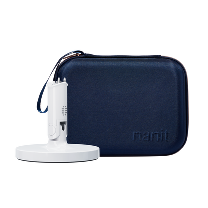 nanit flex stand and nanit blue travel case 