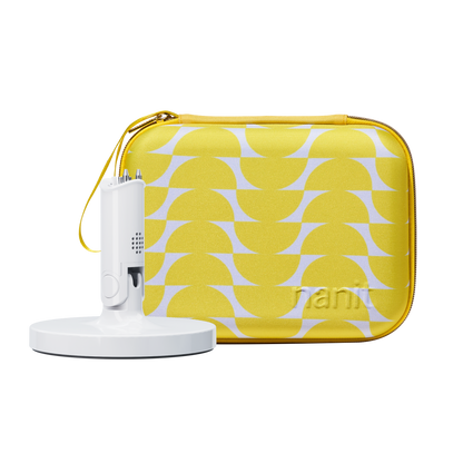 nanit flex stand and nanit yellow travel case 