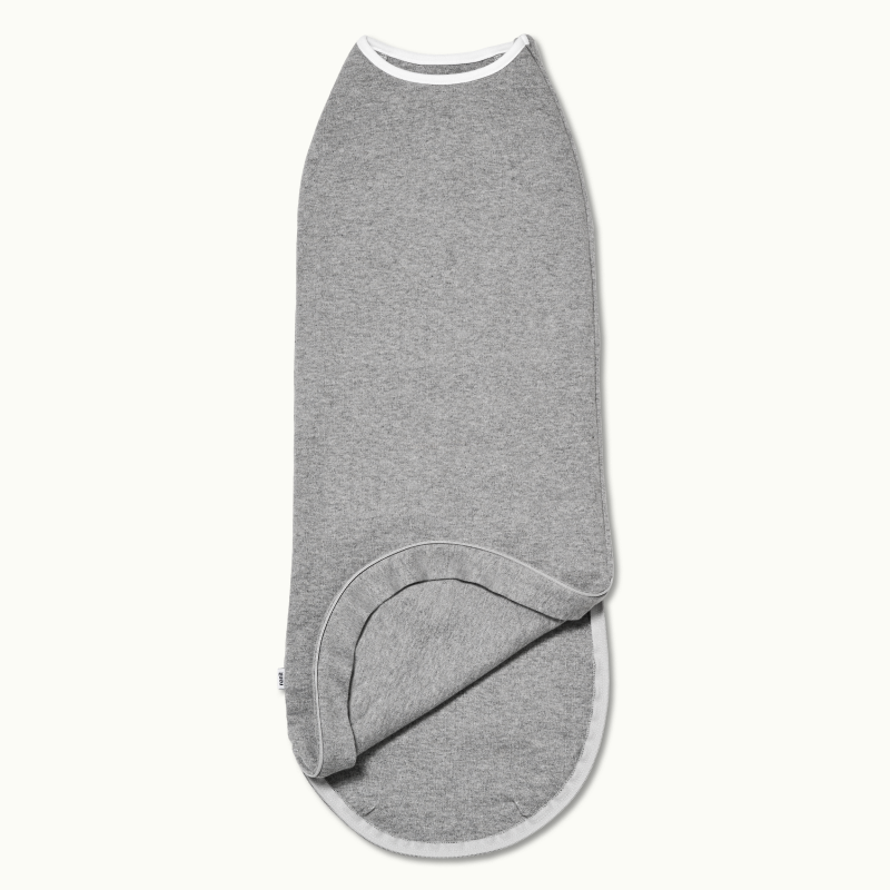 nanit sleeping wear swaddle in heather gray and showing inside #color_heather gray