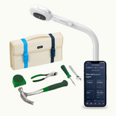 pro camera + floor stand and nanit app and tote with hammer, tape measure, screwdriver, adjustable wrench, slip joint pilers #mount_floor stand