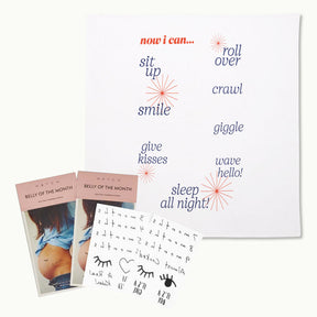HATCH Collection belly tattoos and Nanit Milestone Blanket