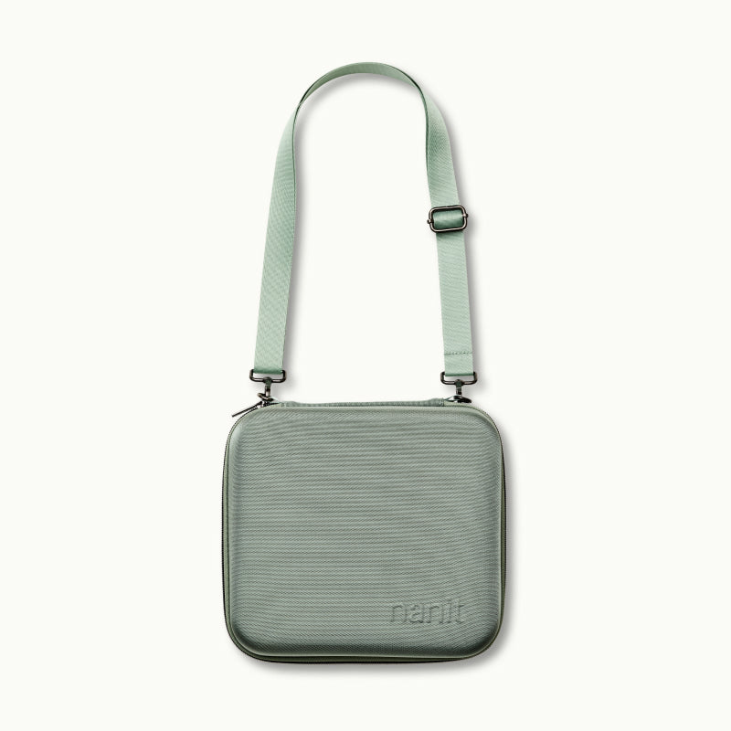 nanit traveling light case with shoulder strap in green oxford #color_green oxford